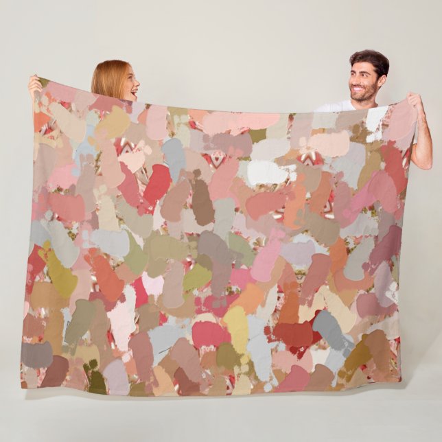 Coral Paint Splatter fleece blanket (In Situ)