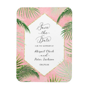 Coral Palms Tropical Botanic Wedding Save the Date Magnet