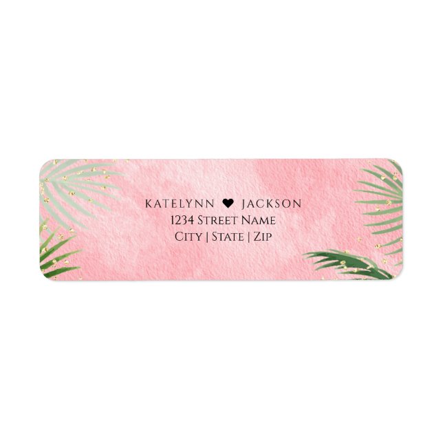 Coral Palms Tropical Mariage Adresse de retour (Devant)