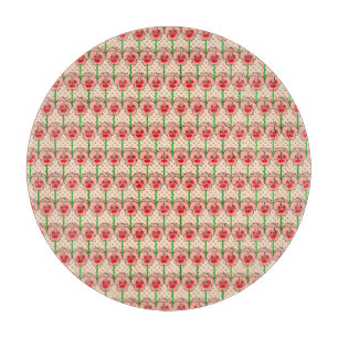 Coral pansies - retro wallpaper pattern cutting board