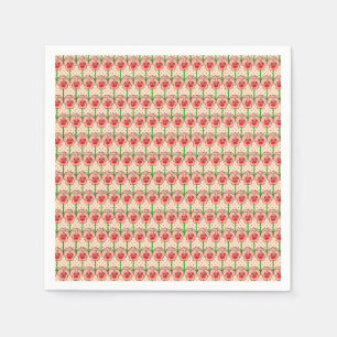 Coral pansies - retro wallpaper pattern napkin