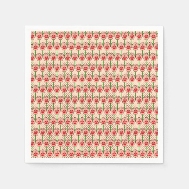 Coral pansies - retro wallpaper pattern napkin (Front)