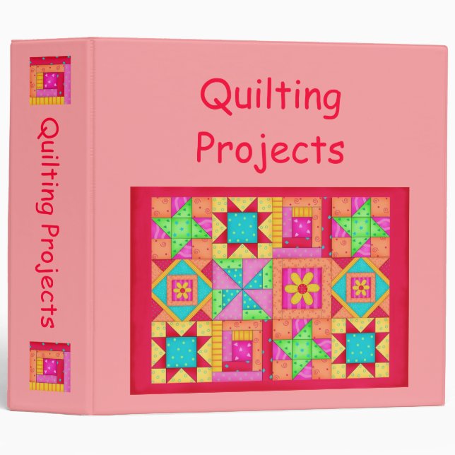 Coral Patchwork Quilt Binder Album (Front/Spine)