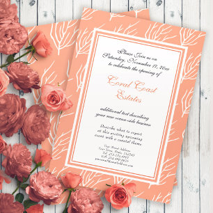 Coral Pattern Custom Colours Elegant Coastal Event Invitation