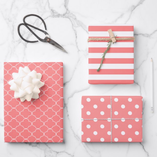 Coral Patterned Wrapping Paper Sheet (Front)