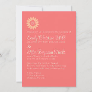 Coral & Peach 2 Sets of Groom's Parents Reception Invitation