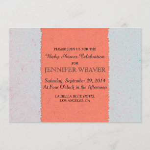 Coral Peach and Slate Grey Edgy Pattern Invitation