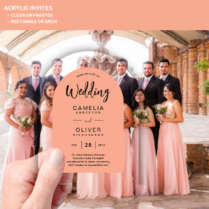 Coral Peach Arch Acrylic Wedding Invites Modern Acrylic Invitations