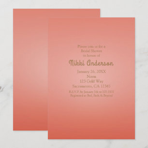 Coral Peach Dipped Chic Elegant Party Invitation