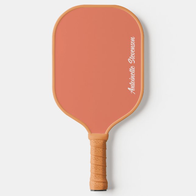 Coral Peach Elegant Signature Monogram Pickleball Paddle (Front)