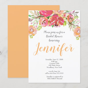 Coral & Peach floral Bridal Shower Invitation