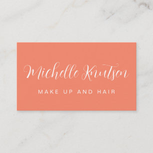 Coral Peach Girly Makeup Artist Hair Salon Business Card