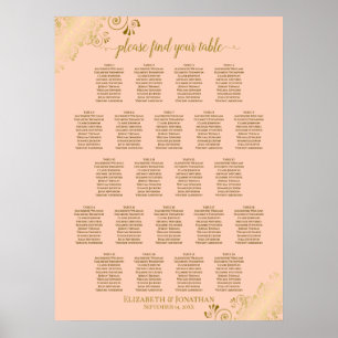 Coral Peach & Gold 22 Tableau Mariage