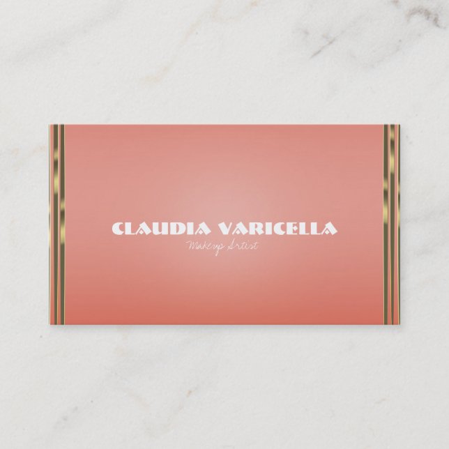 Coral Peach & Gold Dipped Chic Glamour Glam Business Card (Front)
