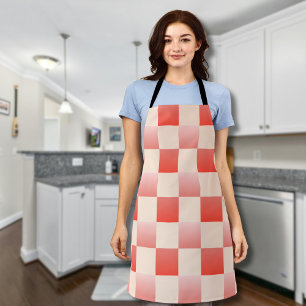Coral Peach Gradient Chequered Apron