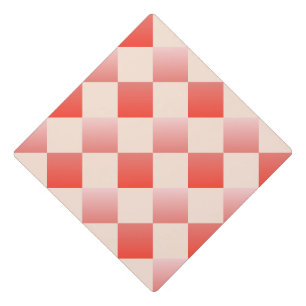 Coral Peach Gradient Chequered Graduation Cap Topper