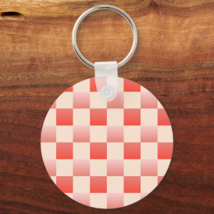 Coral Peach Gradient Chequered Keychain