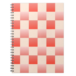 Coral Peach Gradient Chequered Notebook