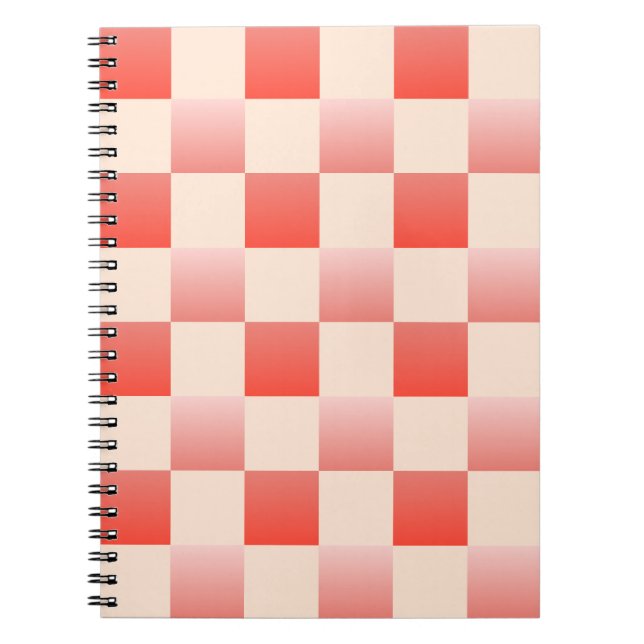 Coral Peach Gradient Chequered Notebook (Front)