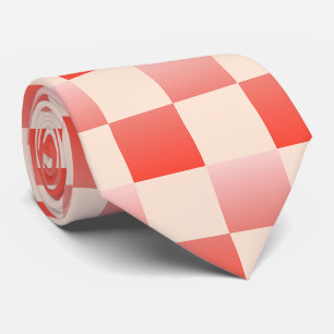 Coral Peach Gradient Chequered Tie