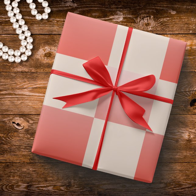 Coral Peach Gradient Chequered Wrapping Paper (Creator Uploaded)