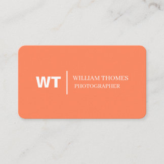 Coral Peach Monogram Modern Business Style Card