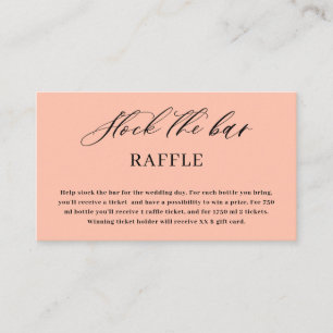 Coral Peach Pastel Stock the bar Bridal Shower  Enclosure Card