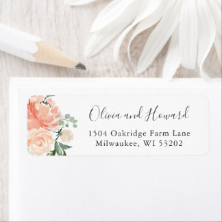 Coral Peach Peonies Bloom Floral Adresse de retour