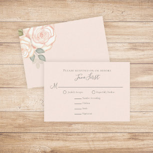 Coral Peach Pink Foliage Wedding Meal Choice RSVP Card