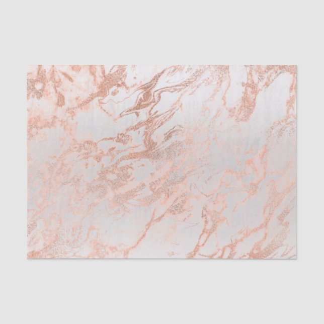 Coral Peach Rose Gold Blush Metallic Marble Grey Tissue Paper (Front)