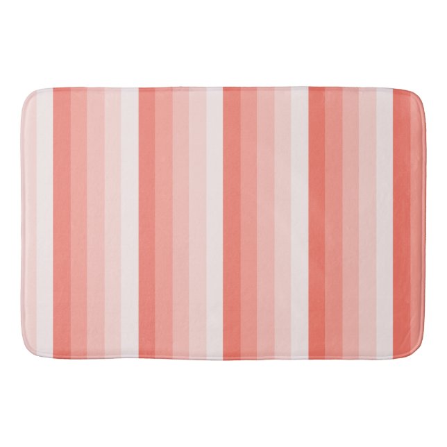 Coral peach shadow stripes bath mat (Front)