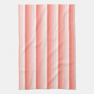 Coral peach shadow stripes kitchen towel