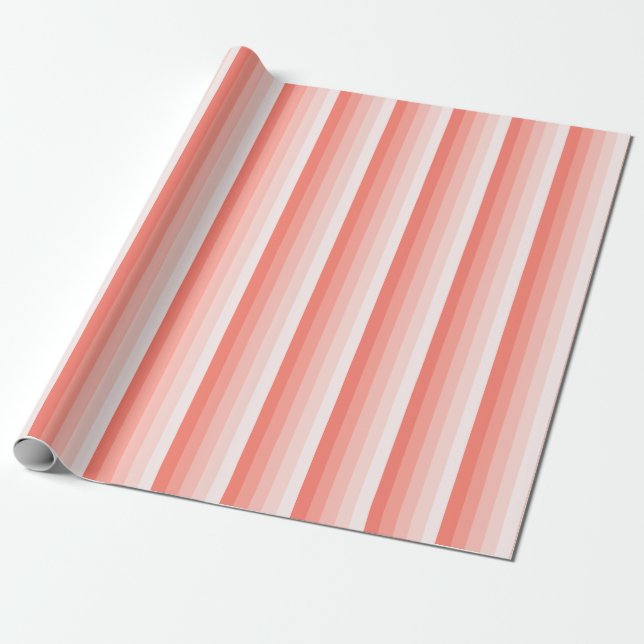 Coral peach shadow stripes wrapping paper (Unrolled)