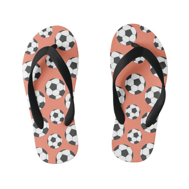 Coral Peach  Soccer Football Flip Flops (Footbed)