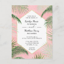 Coral Peach Tropical Botanical Watercolor Wedding