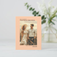 Coral Peach Vertical Photo Minimalist Wedding