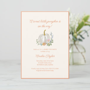 Coral Peach Watercolor Floral Fall Baby Shower Invitation