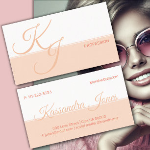 Coral Peach White Minimalist Handlettering Plain Business Card