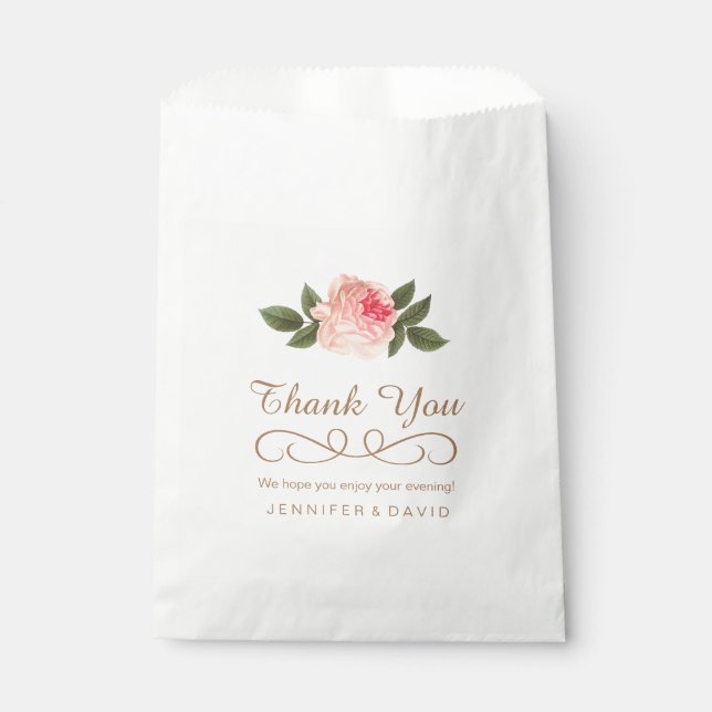 Coral Peonie Wedding Favour Bags (50) (Front)