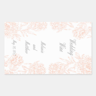 Coral Peonies Floral Mariage Vin Étiquette