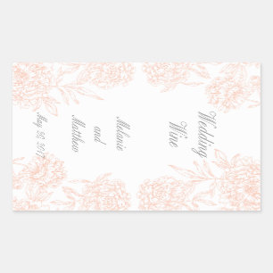 Coral Peonies Floral Wedding Wine Label