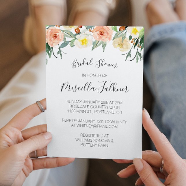 Coral Peony Watercolor Bridal Shower Invitation (Creator Uploaded)