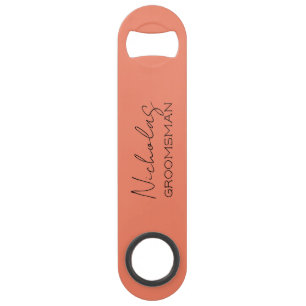 Coral Personalized Groomsman Bar Key