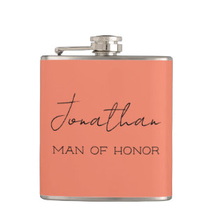 Coral Personalized Man of Honour  Hip Flask