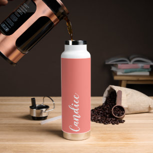 Coral Personalized Wedding Bridesmaid Water Bottle