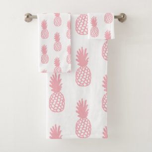 Coral Pineapple Pattern Bath Towel Set