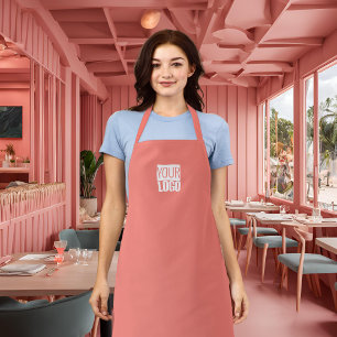 Coral Pink - add logo  Apron
