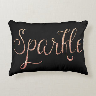 Coral Pink and Gold Faux Glitter Sparkle Decorative Pillow