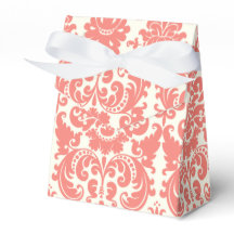 Coral Pink and Ivory Elegant Damask Pattern