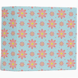 Coral pink and powder blue delicate daisy flowers  binder